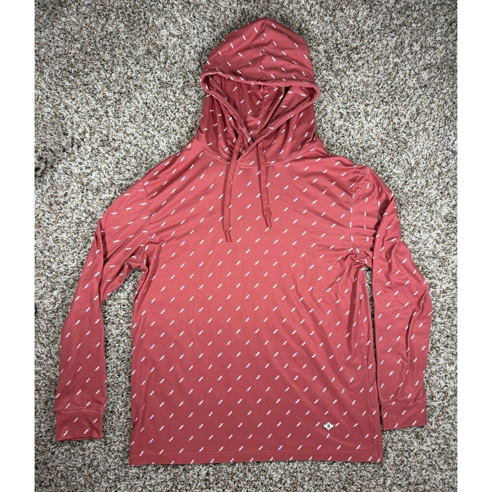 Burlebo Men's Performance Hoodie Pullover Lightening Pink/Red Salmon Medium
